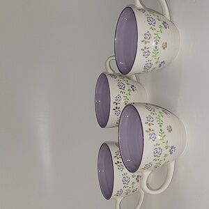 💐Trueliving Ceramic Floral 16 Oz Cups/Mugs With Floral Graphics - Lavendar